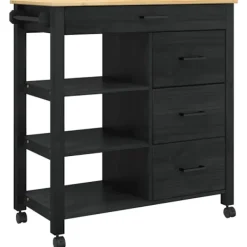 vidaXL Köksö>Köksvagn Svart 84 x 40 x 88,5 cm