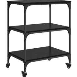 vidaXL Köksö>Köksvagn Svart Ek 60 x 41 x 76 cm Konstruerat trä