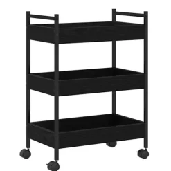 vidaXL Köksö>Köksvagn Svart ek 50 x 30 x 70 cm Konstruerat trä