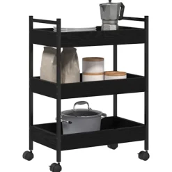 vidaXL Köksö>Köksvagn Svart ek 50 x 30 x 70 cm Konstruerat trä