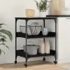 vidaXL Köksö>Köksvagn Svart Ek 60 x 41 x 80.5 cm Konstruerat trä