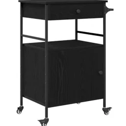 vidaXL Köksö>Köksvagn Svart Ek 56 x 43 x 89,5 cm Konstruerat trä