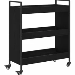 vidaXL Köksö>Köksvagn Svart Ek 70 x 30 x 82 cm Konstruerat trä