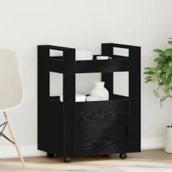 vidaXL Köksö>Köksvagn Svart ek 60 x 45 x 80 cm Konstruerat trä