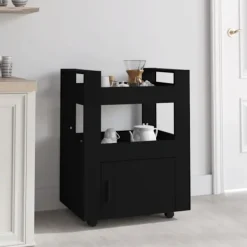 vidaXL Köksö>Köksvagn svart 60x45x80 cm konstruerat trä