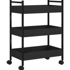 vidaXL Köksö>Köksvagn svart 50x30x70 cm konstruerat trä