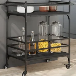 vidaXL Köksö>Köksvagn svart 82x40x78,5 cm konstruerat trä