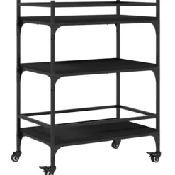 vidaXL Köksö>Köksvagn svart 65x40x86,5 cm konstruerat trä