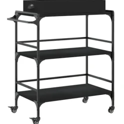 vidaXL Köksö>Köksvagn svart 81,5x41x92,5 cm konstruerat trä