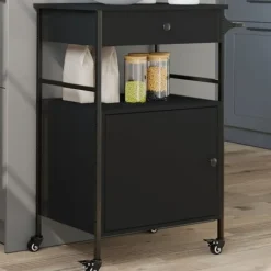 vidaXL Köksö>Köksvagn svart 56x43x89,5 cm konstruerat trä