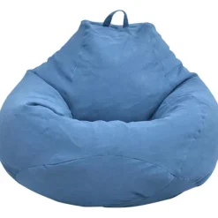 Sittpuffar>Klassiskt Sittpuff Överdrag, Lat Sittpuff Förvaringsstol Överdrag utan Fyllning, Enfärgad Enkel Design Blå 100*120CM