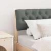 vidaXL Sängar>Klädd sänggavel Mörkgrå 75 cm Massiv furu