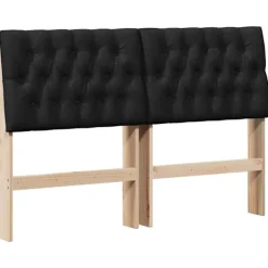 vidaXL Sängar>Klädd sänggavel Svart 140 cm Massiv furu