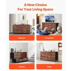 DUOKU Byråer>Kommod - - ZWE-BC-SS-03 - 6 Lådor - 130x39x69 cm - Förvaringsmöbel