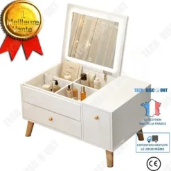 TECH DISCOUNT Sminkbord>Kommod - TD® - Modern sminkspegel - Spegel inkluderad - Praktisk förvaring - Minimalistisk stil