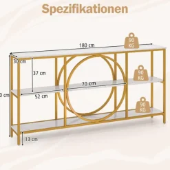 Northix Småbord>Konsolbord med 3 våningar, metallram, vit