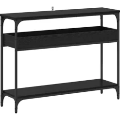 vidaXL Småbord>Konsolbord med hylla Svart ek 100 x 29 x 75 cm Konstruerat trä