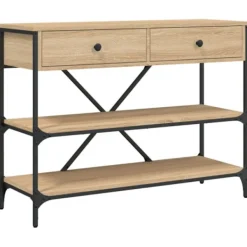 vidaXL Småbord>Konsolbord med lådor och hyllor sonoma-ek konstruerat trä