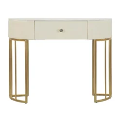 B2X Sminkbord>Konsolbord, quiltat konstläder, guldfärgade ben, 100x40x75 cm