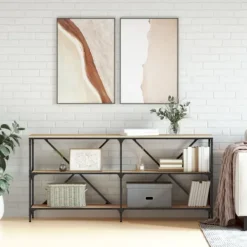 vidaXL Småbord>Konsolbord sonoma-ek 160x30x75 cm konstruerat trä och järn