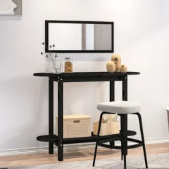 vidaXL Småbord>Konsolbord svart 110x40x80 cm massiv furu