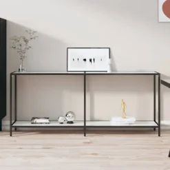 vidaXL Småbord>Konsolbord vit 180x35x75,5 cm härdat glas