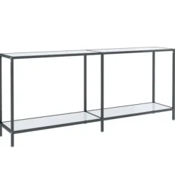 vidaXL Småbord>Konsolbord vit 180x35x75,5 cm härdat glas