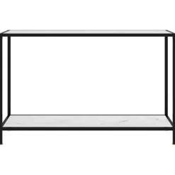 vidaXL Småbord>Konsolbord vit 120x35x75 cm härdat glas