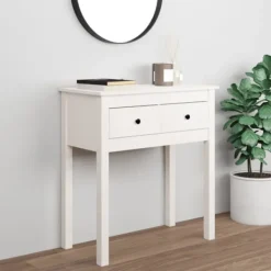 vidaXL Småbord>Konsolbord vit 70x35x75 cm massiv furu
