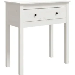 vidaXL Småbord>Konsolbord vit 70x35x75 cm massiv furu