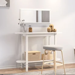 vidaXL Småbord>Konsolbord vit 110x40x80 cm massiv furu