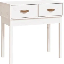 vidaXL Småbord>Konsolbord vit 76,5x40x75 cm massiv furu