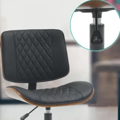 BellaFurn Kontorsmöbler>Kontorsstol, kontorsmöbler, krökt trägesign - Bekväm & justerbar | Färg: Valnöt/svart