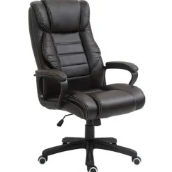 Northio Kontorsmöbler>Kontorsstol med massagefunktion, höj- och sänkbar chefsstol, ergonomisk snurrstol, 6 vibrationspunkter, brun