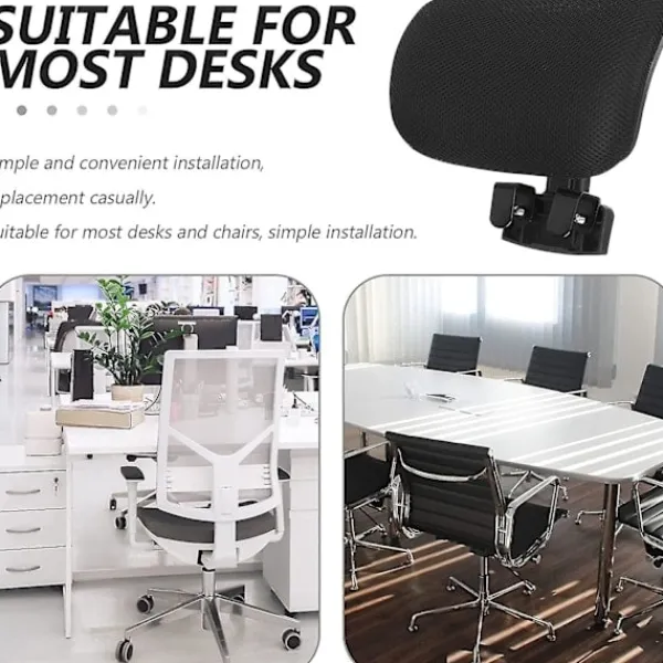 Glad Kontorsmöbler>Kontorsstol Nackstöd Fäste Universellt Nackkudde Klädd Justerbar Höjd Vinkel Svart och svart Black and black