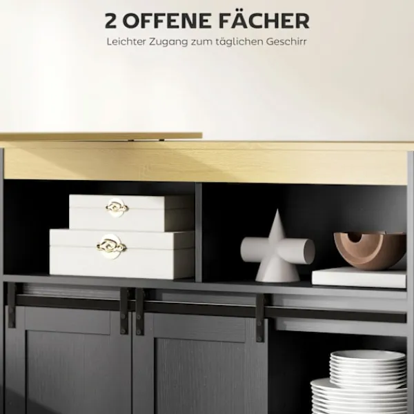 Northio Köksö>Konvertibelt L-format barbord, svart MDF, gott om förvaring