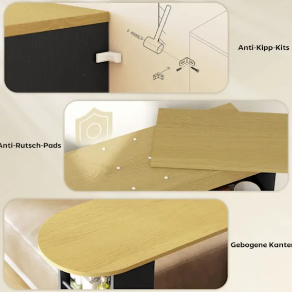 Northio Köksö>Konvertibelt L-format barbord, svart MDF, gott om förvaring