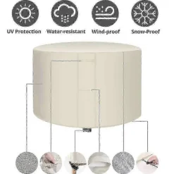 Sittpuffar>Kraftigt 420d Oxford Rund Trädgårdsmöbelöverdrag Vattentätt Inomhus Utomhus Cirkulärt 185 x 110 cm