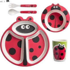 Matgrupper>Kreativ Ny Bambufiber Barnservis Set Fem Delar Set Förskola Baby Five.piece.set.with.box