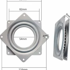 Balkongmöbler>Kulspelsvridplatta, Vridplatta, Vridbas, 360 Roterande platta, Fyrkantig metallvridning, 4 tum