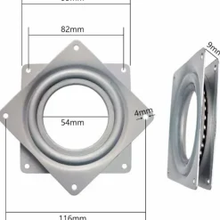 Balkongmöbler>Kulspelsvridplatta, Vridplatta, Vridbas, 360 Roterande platta, Fyrkantig metallvridning, 4 tum