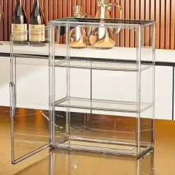 Skåp>3-lagers Genomskinlig Akryl Displaymonter med Magnetdörr - Justerbara Inre Lager för Samlingar | Transparent Skrivbordsmonteringshylla...