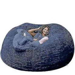 Fåtöljer>Lat soffa Sittpuff Konstgjord päls Sittpuff Bönpåse Soffa (150cm*75cm marinblå)