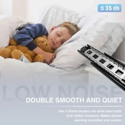 NICEGOU Skåp>Lådskena med stötdämpare, 45 kg lastkapacitet med kullager 200 250 300 350 400 450 500 550 600 mm full förlängning, sidomontering