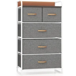 Northio Byråer>Lådskåp med 5 tyglådor & stålram & träyta byrå grå