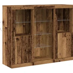 vidaXL Skåp>LED-sido bord Gammalt trä 123 x 37 x 100 cm Konstruerat trä