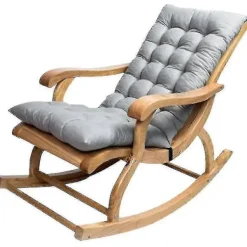 Fåtöljer>Lång Fällbar Vilstol Gungstol Bomullsdyna Plyschkudde Bambustol Kudde Trä Fällstol Högkvalitativ Kudde Grå 1,2 Meter
