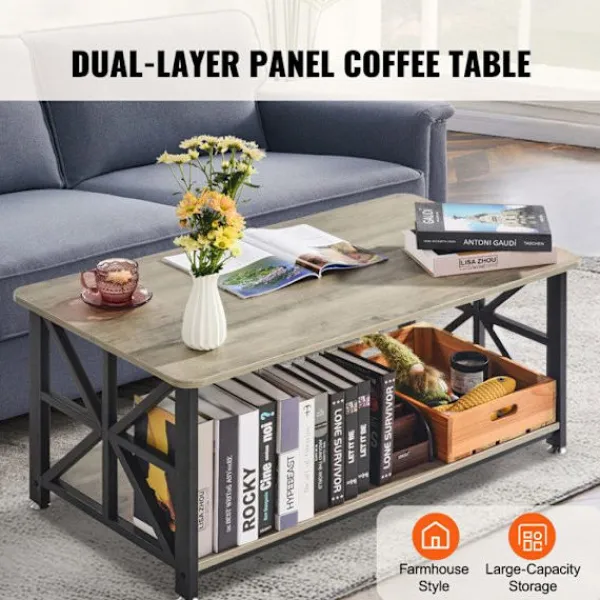 DUOKU Soffbord>Längdbord - - KLLT-07 - Brun och Svart - 100 cm - Öppen Förvaring