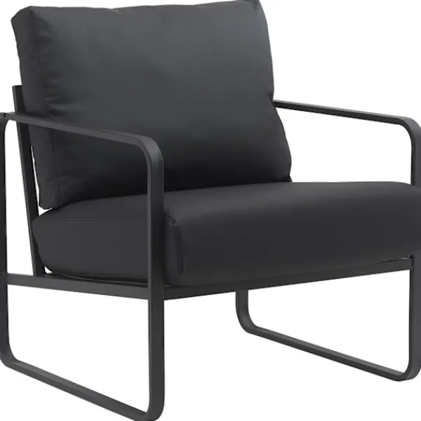 BellaFurn Fåtöljer>Lounge Chair Relax Chair - Bekvämt sittposition, metallram - Artificiellt läder eller tyg | Färg: Svart | Material: Artificiellt läder