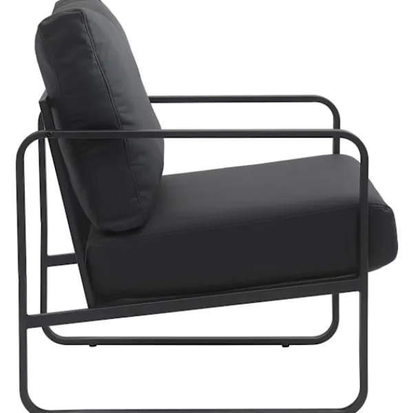 BellaFurn Fåtöljer>Lounge Chair Relax Chair - Bekvämt sittposition, metallram - Artificiellt läder eller tyg | Färg: Svart | Material: Artificiellt läder